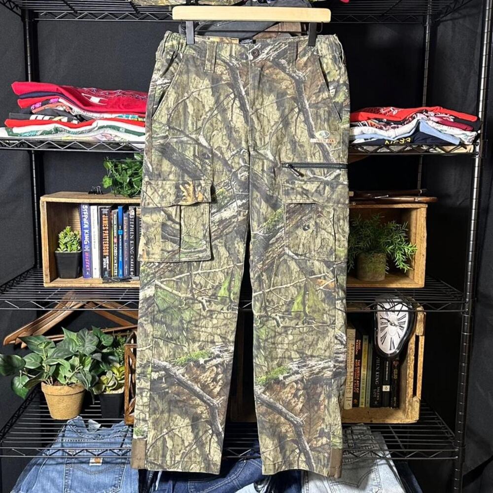 Mossy Oak Camo Cargo Pants Mens Small 32" Waist Relaxed Fit Baggy Camouflage